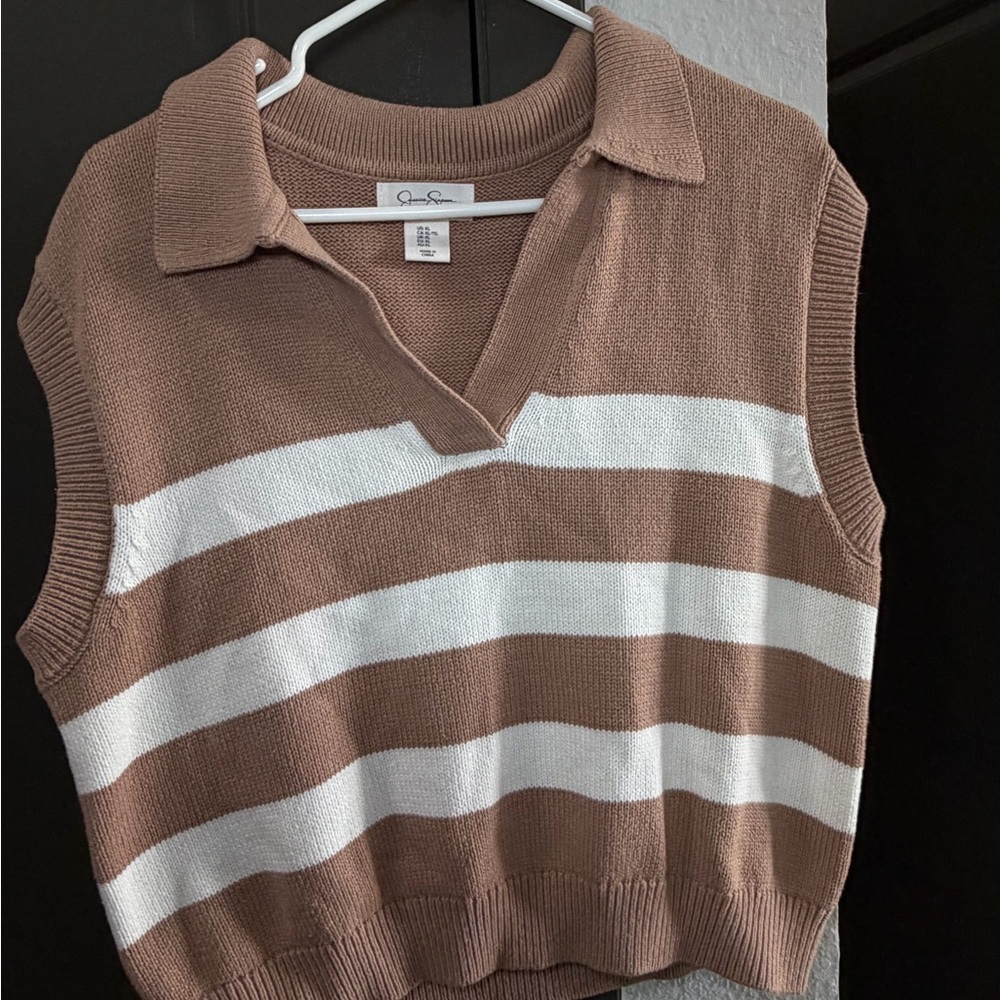 Jessica Simpson Tan and Cream Knit Top